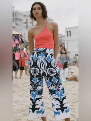 ZARA Floral Printed Pants Women’s Size L thumbnail 2