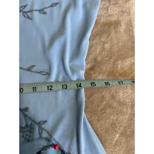 Eye Candy Blue Flower Glitter Open/Tie Back Maxi Dress Size‎ L Sleeveless Slit thumbnail 9