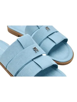 NWT Tommy Hilfiger Triple Strap Slide Open Toe Flat Sandals Light Denim Blue 7M thumbnail 6