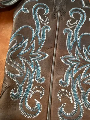 Ariat Legend Brown Leather Western Heeled Boots Turquoise Stitching size 6 thumbnail 5