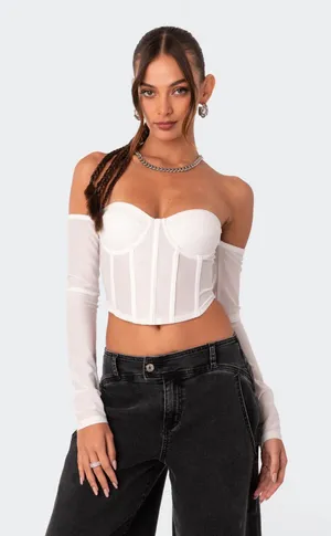 Edikted Cells Long Sleeve Mesh corset thumbnail 1