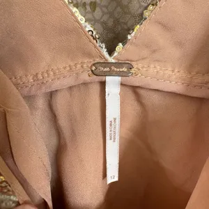 Free People Night Shimmers Gold Nude Sparkly Mini Dress Size 12 thumbnail 5