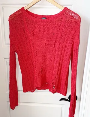 Aerie Red/Orange Loose Knit Women's Sweater Small thumbnail 1