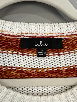 Lulus Charli Blue Multi Striped Knit Sweater size Large 100% Cotton thumbnail 3