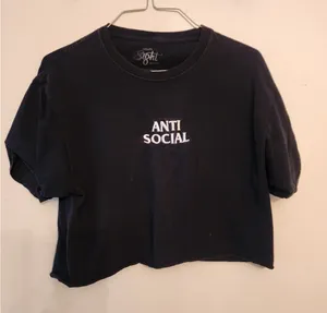 Eighty eight anti social black cropped top size womens medium thumbnail 1