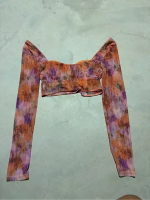 Showpo Printed Long Sleeve Crop Top orange 8 thumbnail 6