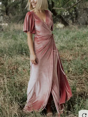 Baltic Born Meghan Velvet Wrap Maxi Dress Blush Pink Mauve Event Evening Wedding thumbnail 3