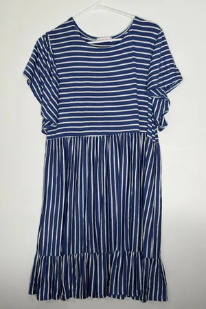 Jess Lee Blue White Striped Flutter Sleeve Dress XL thumbnail 1