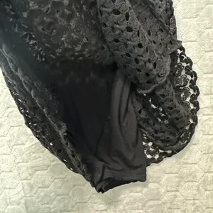 Free People Womens Black Crochet Lace Dress‎ M Boho Romantic Feminine Festival thumbnail 8