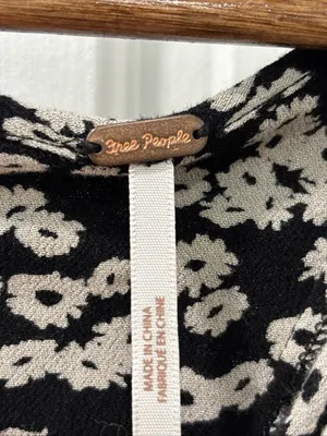 Free People Like You Best Boho Mini Dress Size Medium Black/White Floral Ruffle thumbnail 8