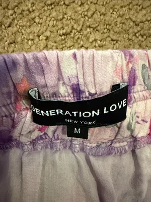 Generation Love Women’s Medium Purple Pink Floral Tiered Skirt thumbnail 3