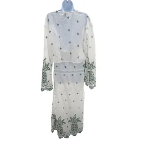 Nasty Gal Cotton Pineapple Broderie Eyelet 2 Pc Tie Front Crop Top‎ Maxi Skirt L thumbnail 5