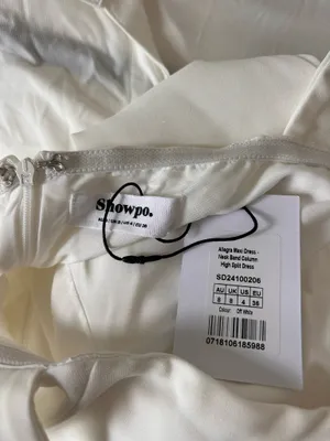 New Showpo Allegra Maxi Dress Neck Band Column High Split Dress In Off White thumbnail 8