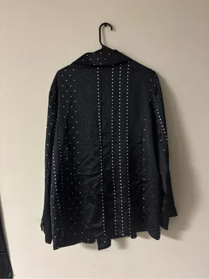 Victoria’s Secret Pajama Top XL Black White Polka Dot Blazer Button Front thumbnail 2