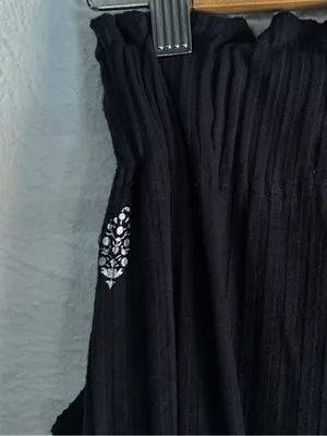 FP Movement Blissed Out Wide Leg Pants Black Ribbed High Rise Small thumbnail 7