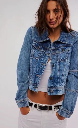 Free People x We The Free Rumors Denim Trucker Jacket SIze: Small biker Y2K EUC thumbnail 1