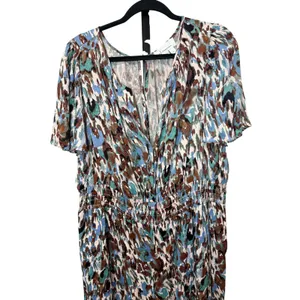 Anthropologie Somerset Jumpsuit Abstract Wide Leg Smocked Waist Plus Size 1X thumbnail 3