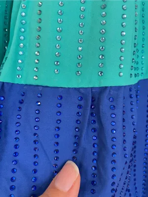 Queen‎ of Sparkles Rhinestone Colorblock Tiered Mini Skirt / Skort Size Small thumbnail 6