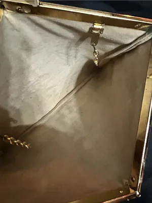 Vintage Textured Grey Clutch with Gold Frame thumbnail 14