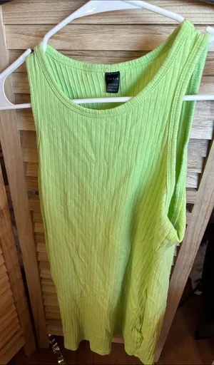 SHEIN Lime Green Ribbed Tank Dress Junior Large thumbnail 1