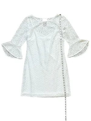 Lilly Pulitzer Fontaine Classic Shift Flounce Bell Sleeve Lined Dress White Smal thumbnail 10