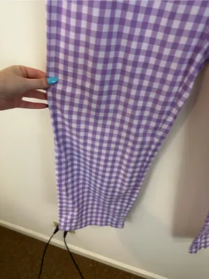Gap Body Purple Gingham Plaid Poplin Cotton Pajama Pants Size Medium NWT thumbnail 4