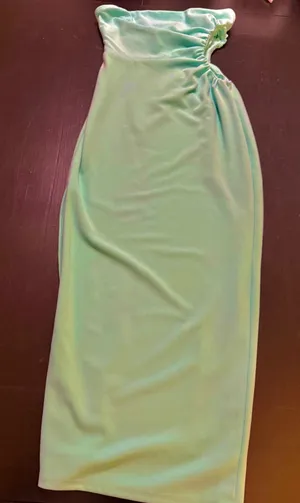 Hello‎ Molly Mint Green Strapless Cut Out Ruched Midi Dress US 6 M Side Slit thumbnail 1
