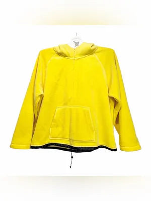 Vintage Liz Claiborne Women's 1/4 Zip Yellow Fleece Hoodie Sweatshirt Size XL thumbnail 2