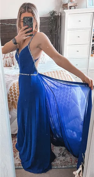 B Darlin Blue Prom Dress With Embellishments thumbnail 2