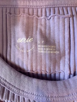 AERIE Fireside Long Sleeve Crew Neck Ribbed Tee in Lavender Purple Fog Size S thumbnail 7