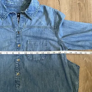 Gap Denim tunic dress quarter button up size XS thumbnail 10
