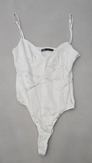 Zara White Satin Corset Bodysuit Size XS thumbnail 1