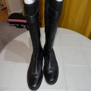 Gabor Black Leather Riding‎ Boots Buckle Detail Rubber Sole MRSP $235-Size 6.5 thumbnail 8