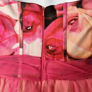 Sherri Hill Y2K VTG Bright Pink Floral Silk Tulle Tutu Prom Dress Size 4 thumbnail 12