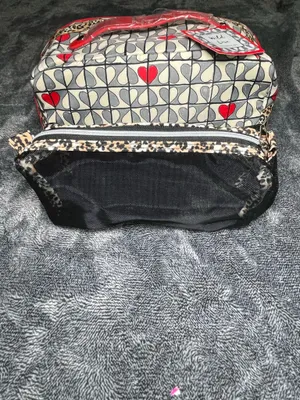 Brighton Wild Love Cosmetic Makeup Bag Travel Organizer Hearts Leopard Print Red Handle thumbnail 6