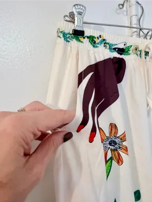 Tropical 2 Piece Set M Shirt Pants Drawstring Wide Leg NWOT thumbnail 13
