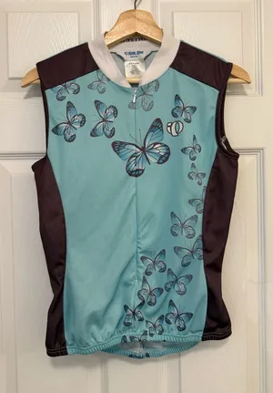 EUC Vintage Pearl Izumi Women's Sleeveless Butterfly Graphic Cycling Jersey thumbnail 1