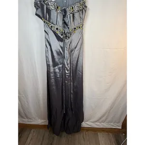Unbranded Womens Strapless Long Gown Silver Sweetheart Beaded Rhinestone Size 6 thumbnail 10