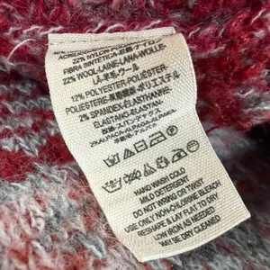 Free People Willow Poncho‎ Womens S Red Gray Knit Turtleneck Oversized Cozy Boho thumbnail 10