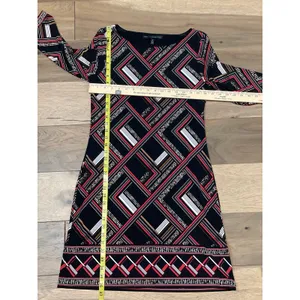 White House Black Market Dress Size M Geometric Shift Stretch Long Sleeves thumbnail 5