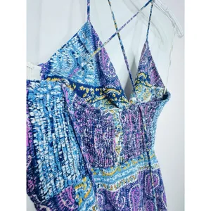 ZARA WOMAN PATCHWORK PRINT LINEN MAXI DRESS Twist Cross-BACK Size S High Slit thumbnail 8