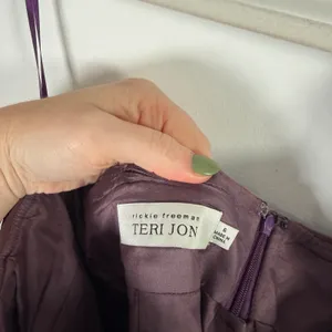 Rickie Freeman Teri Jon Gown Silk Chiffon Purple One Shoulder Rosette Womens 6 thumbnail 6