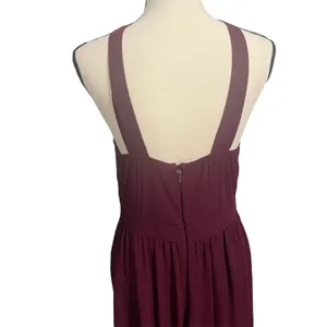 LuLus Wmns Magenta Flowy Maxi Lined Halter Air of Romance Dress Sz L Bridesmaid thumbnail 6
