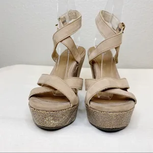 UGG Arian Snake Platform Wedge Ankle Wrap Tan Leather Sandals Womens Size 7.5 thumbnail 5
