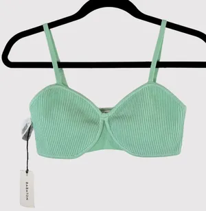 NWT Aritzia Babaton Womens Bra Green Sculpt Knit Ribbed Wireless Bralette Medium thumbnail 1