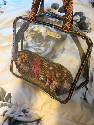 Aimee Kestenberg Clear Travel Cosmetic Bag Set Adele Sunset Snake 3 Piece Set thumbnail 3