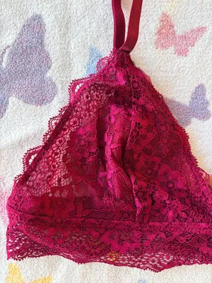 Raychic | Raspberry Red Floral Lace Triangle Bralette | L — NWT thumbnail 2