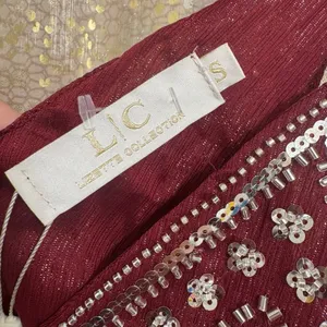 LC collection Burgundy Beaded Sequin Sheer Chiffon Cami Tank Top S NWT thumbnail 6