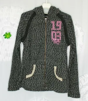 Harley Davidson Womens Hoodie Jacket Skull Chain Accent 1903 Size Medium Tweed thumbnail 1