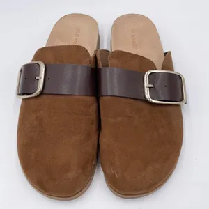 Old Navy Women's Faux Suede Clog Shoes Size 8 Chestnut Brown Chunky Buckle Y2K thumbnail 3